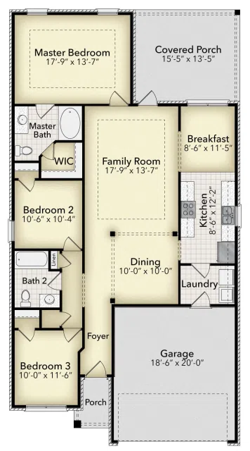 Adams Homes 1425 - Floor-plan drawing, Hidden Pines Estates