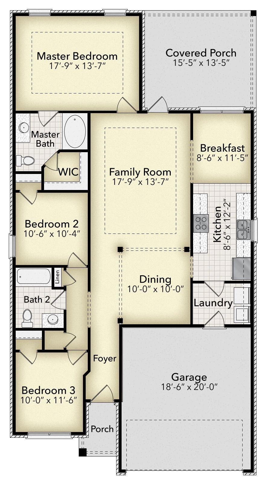 Adams Homes 1425 - Floor-plan drawing, Pine Top