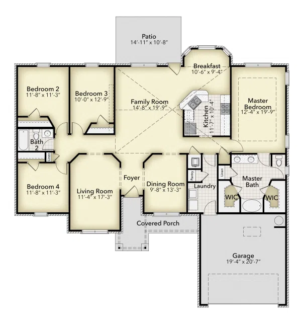 Adams Homes 2240 - Floor-plan drawing, Pecan Valley