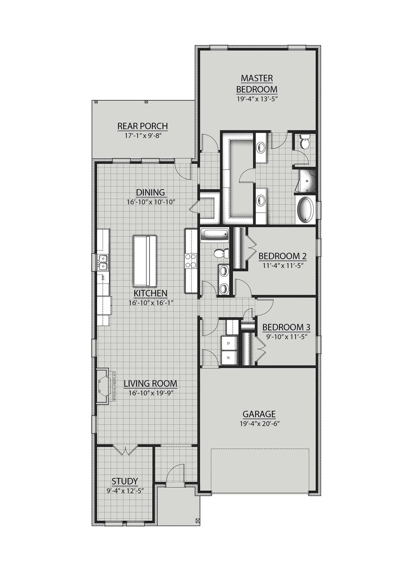 DSLD Homes Boyanci III B - Floor-plan drawing, Gaineswood