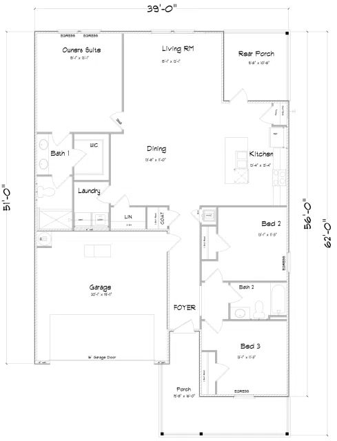 D.R. Horton Kelly - Floor-plan drawing, Elizabeth Gardens