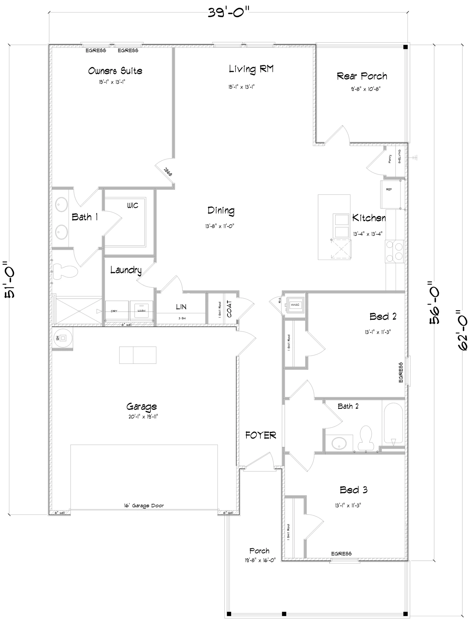D.R. Horton Kelly - Floor-plan drawing, Elizabeth Gardens