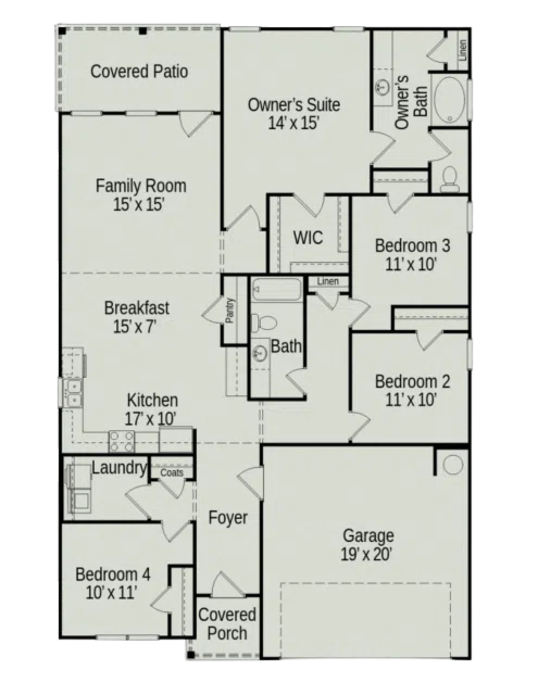 Smith Douglas Homes The Hampton - Floor-plan drawing, Roans Mill
