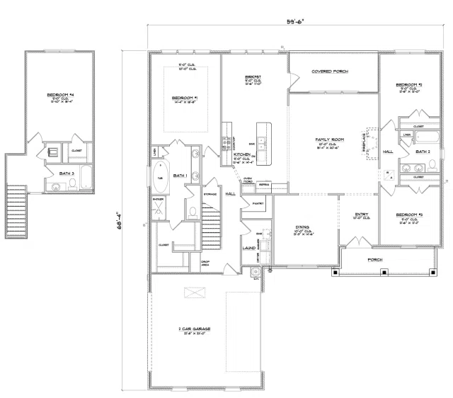 D.R. Horton Hickory - Floor-plan drawing, Harvest Green West