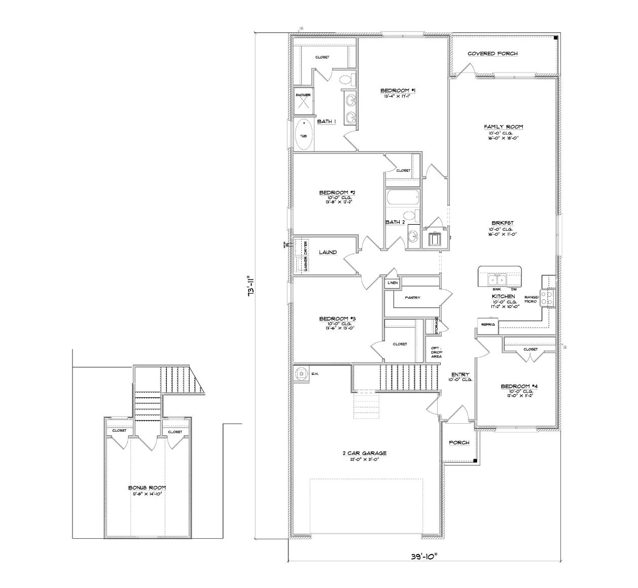 D.R. Horton Blue Ridge - Floor-plan drawing, Harvest Green West