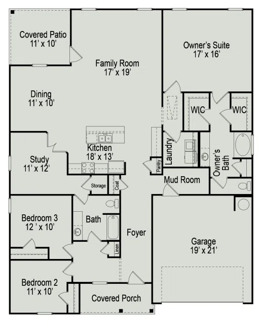 Smith Douglas Homes The Avondale - Floor-plan drawing, Sailor’s Landing
