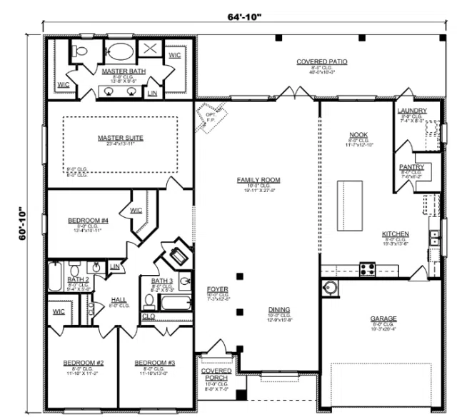 Adams Homes 3000 - Floor-plan drawing, Briar Rose