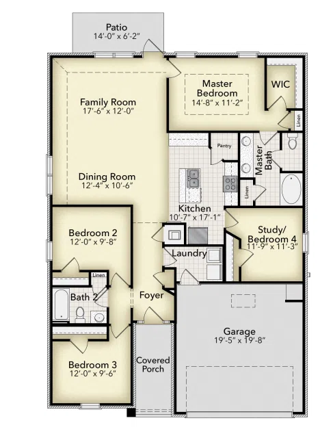 Adams Homes 1635-C - Floor-plan drawing, Paxton Farms